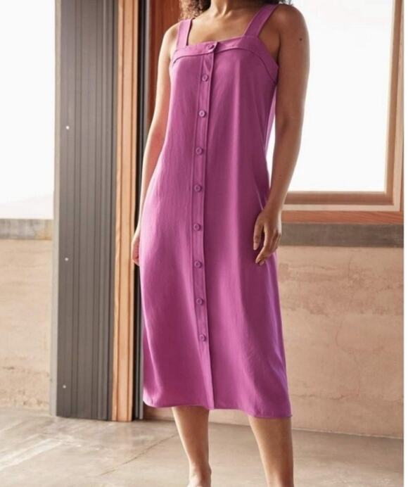 Everlane Dresses & Skirts - Everlane Japanese Goweave Picnic Button Front Midi Dress In Lavender Size 8 EUC